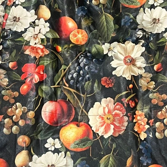 Anthropologie The Jacie Faux Leather Midi Skirt by Maeve Floral Fruit Midi Skirt - Picture 4 of 7